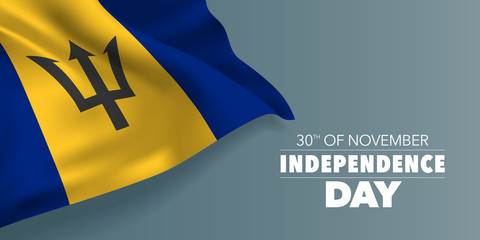 Barbados independence day greeting card, banner with template text vector illustration