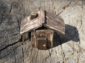 handmade miniature old wooden house