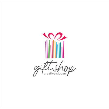 Christmas Gift Logo . Gift Logo Design Vector Stock . Gift Store Shop Logo Template  . Surprise Gift Shop Logo
