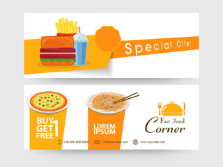Food website header or banner set.