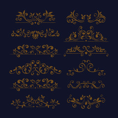 bundle of elegant ornamental borders frames vector illustration design