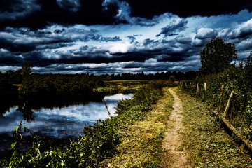 moody storm sky over river avon warwickshire england uk