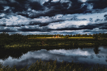 moody storm sky over river avon warwickshire england uk