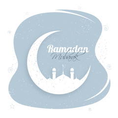 Obraz na płótnie Canvas White Moon with Mosque for Ramadan Mubarak.