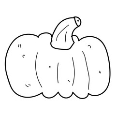 Cartoon linear doodle retro pumpkin isolated on white background. Vector illustration.     