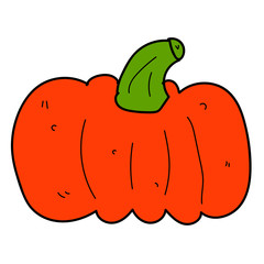 Cartoon linear doodle retro pumpkin isolated on white background. Vector illustration.     