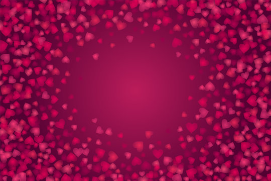 Vector Purple And Red Valentines Day Heartshapes Background Elements In Flat Style