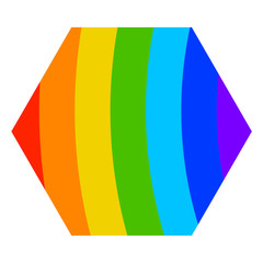 Obraz premium Cartoon hexagon with rainbow texture in flat style isolated on white background. Vector illustration. 