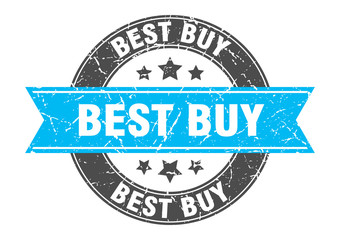 best buy round stamp with turquoise ribbon. best buy