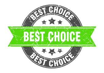best choice round stamp with green ribbon. best choice