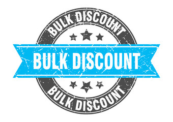 bulk discount round stamp with turquoise ribbon. bulk discount