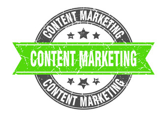 Fototapeta premium content marketing round stamp with green ribbon. content marketing