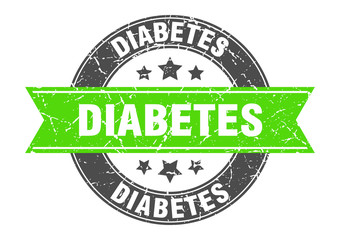 Fototapeta premium diabetes round stamp with green ribbon. diabetes