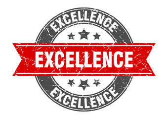 excellence round stamp with red ribbon. excellence