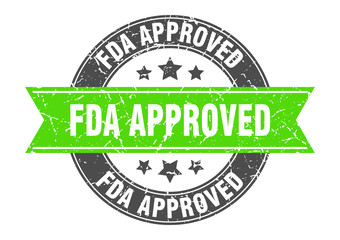 fda approved round stamp with green ribbon. fda approved