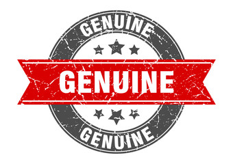 genuine round stamp with red ribbon. genuine