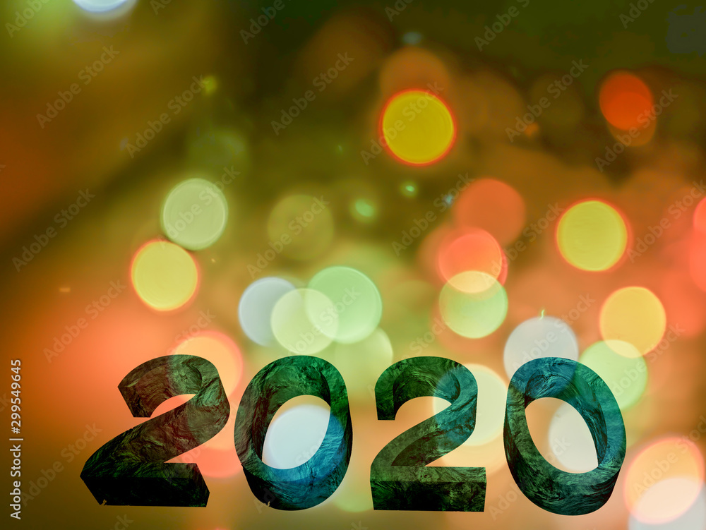 Aufkleber 2020 new year the bokeh blur background image from a blurred light.