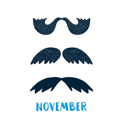 Naklejka premium Simple Mustache November poster, cancer awareness vector background. Health Flyer