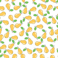 Seamless pattern with pears on transparent background. Vector