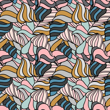 Cute linear wavy doodle seamless pattern. Hand drawn stripped background. Infinity geometric wrapping paper, fabric, textile. Vector illustration. © _aine_