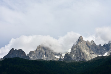 Panorama of mountains in Chamonix, France 