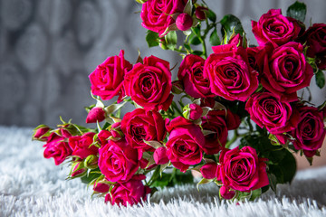 bouquet of beautiful red roses isolated on white background.