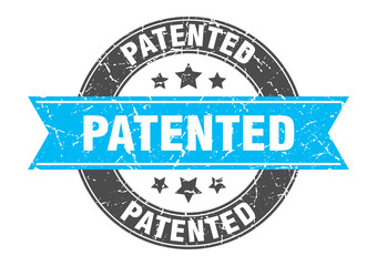 Obraz premium patented round stamp with turquoise ribbon. patented