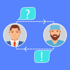 Doctor online concept character.Can use for web banner.Online medical consultation.Medicine and Healthcare concept.Vector flat Illustration.