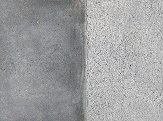 two aspects of the same blue grey lime plasters,rough aspect and smooth aspect