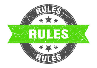 Fototapeta premium rules round stamp with green ribbon. rules