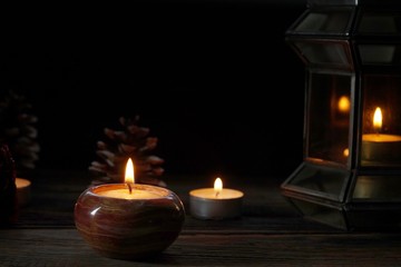 candle burning decoration as Christmas festival greeting  P By Phuangphet geissler