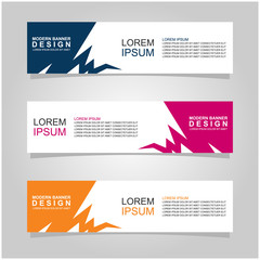 Vector abstract banner design web template set of 3. Abstract geometric background used for letterhead, header, footer, layout, landing page and print media