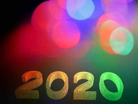 2020 New Year The bokeh blur background image from a blurred light.