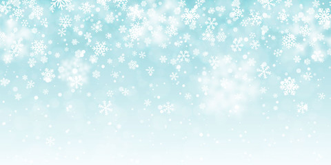 Naklejka na ściany i meble Christmas snow. Falling snowflakes on transparent background. Snowfall. Vector illustration