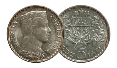 Latvia 5 lati 1932 silver coin
