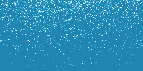 Christmas snow. Falling snowflakes on blue background. Snowfall. Vector illustration