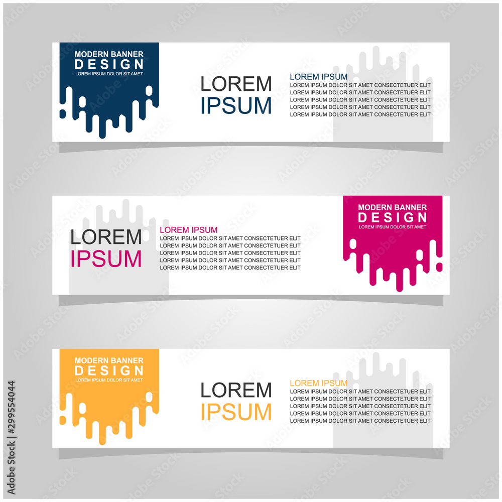 Wall mural vector abstract banner design web template set of 3. abstract geometric background used for letterhe