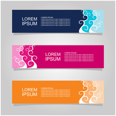 Vector abstract banner design web template set of 3. Abstract geometric background used for letterhead, header, footer, layout, landing page and print media