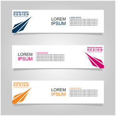Vector abstract banner design web template set of 3. Abstract geometric background used for letterhead, header, footer, layout, landing page and print media