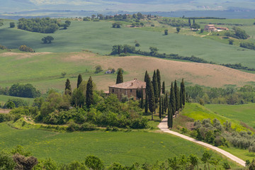 Famous Podere Belvedere in the heart of the Tuscany, near San Quirico in de Val d'Orcia valley, Italy.