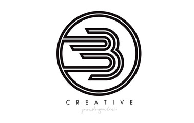 B Letter Icon Logo Design With Monogram Creative Look. Letter Circle Line Design