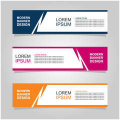 Fototapeta premium Vector abstract banner design web template set of 3. Abstract geometric background used for letterhead, header, footer, layout, landing page and print media
