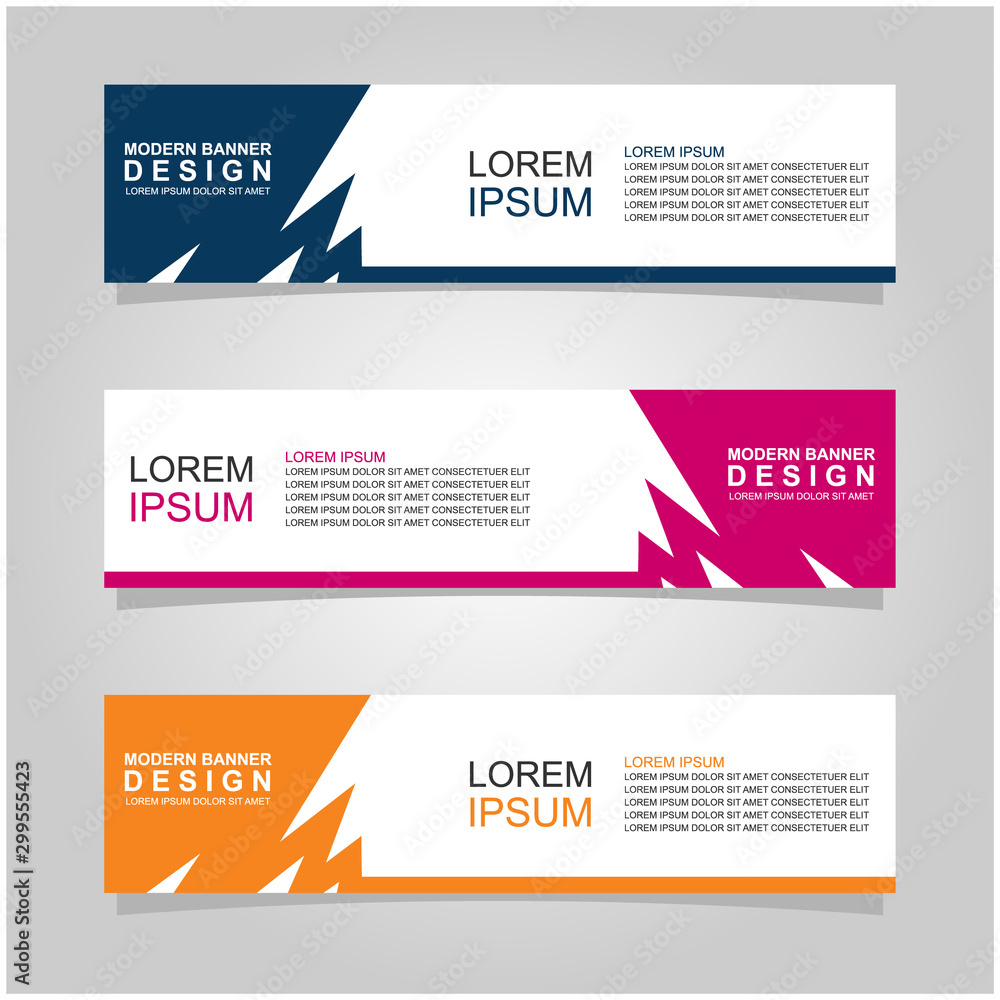 Wall mural vector abstract banner design web template set of 3. abstract geometric background used for letterhe