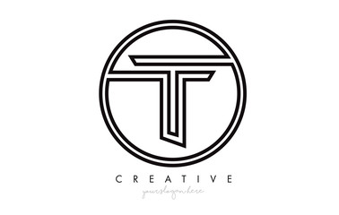 T Letter Icon Logo Design With Monogram Creative Look. Letter Circle Line Design Vector Illustration.