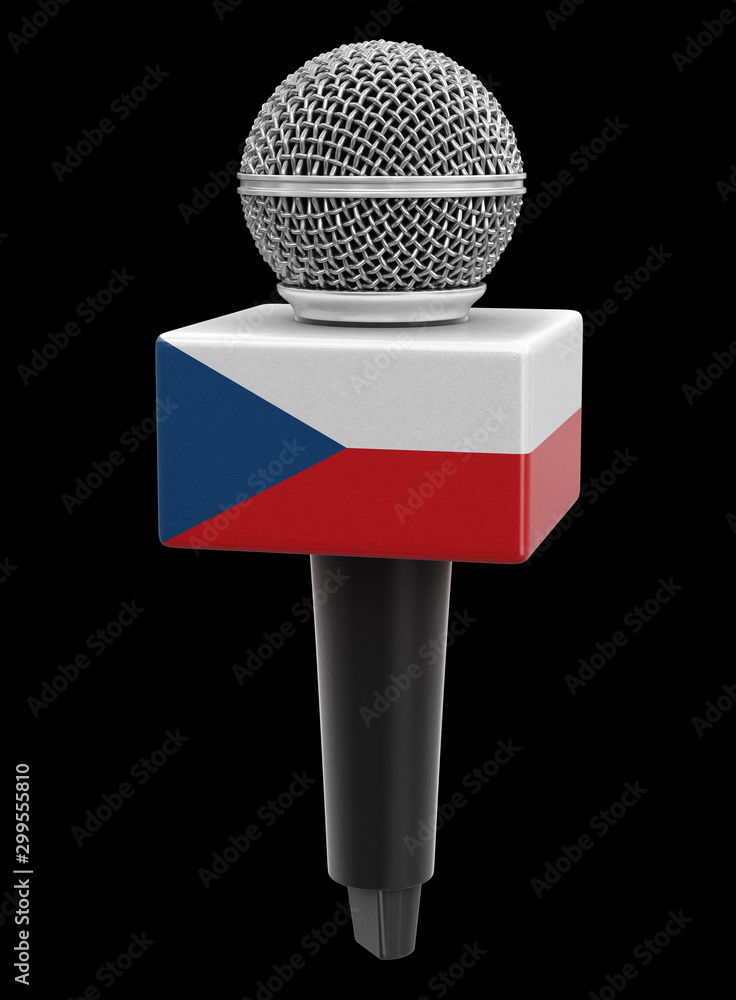 Poster microphone with czech flag. image with clipping path