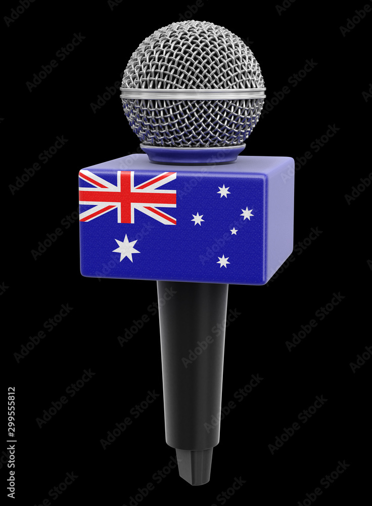 Poster microphone with australian flag. image with clipping path