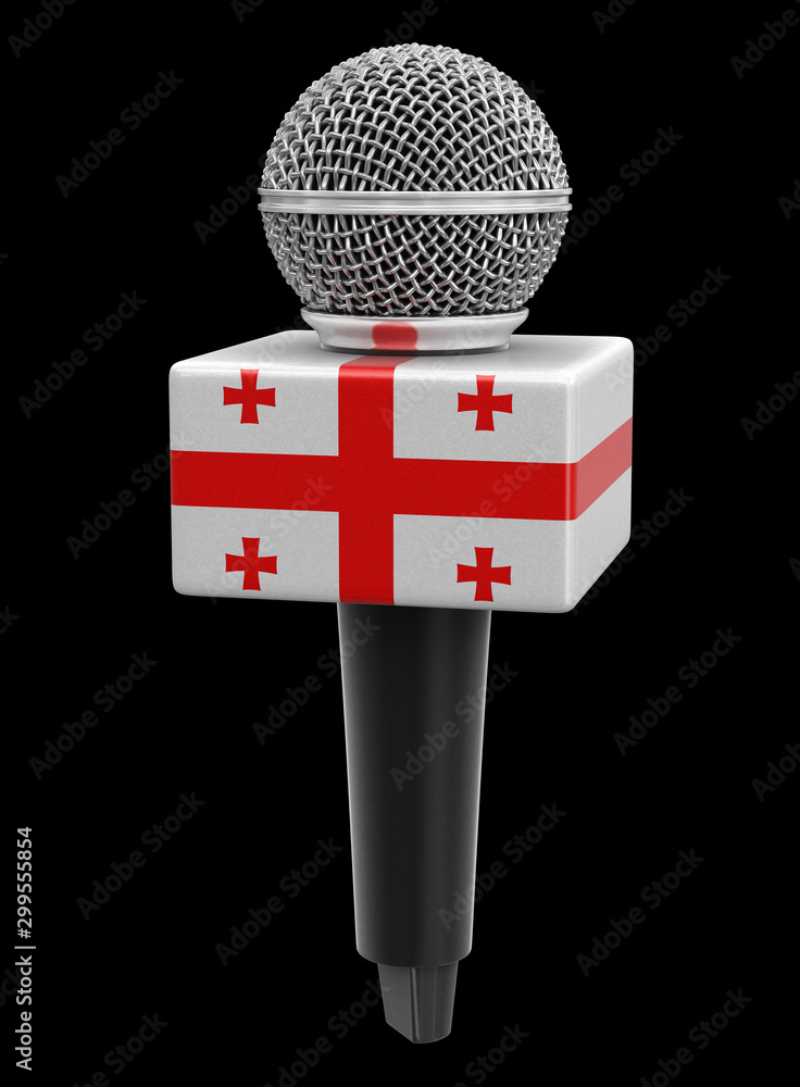 Poster microphone with georgian flag. image with clipping path