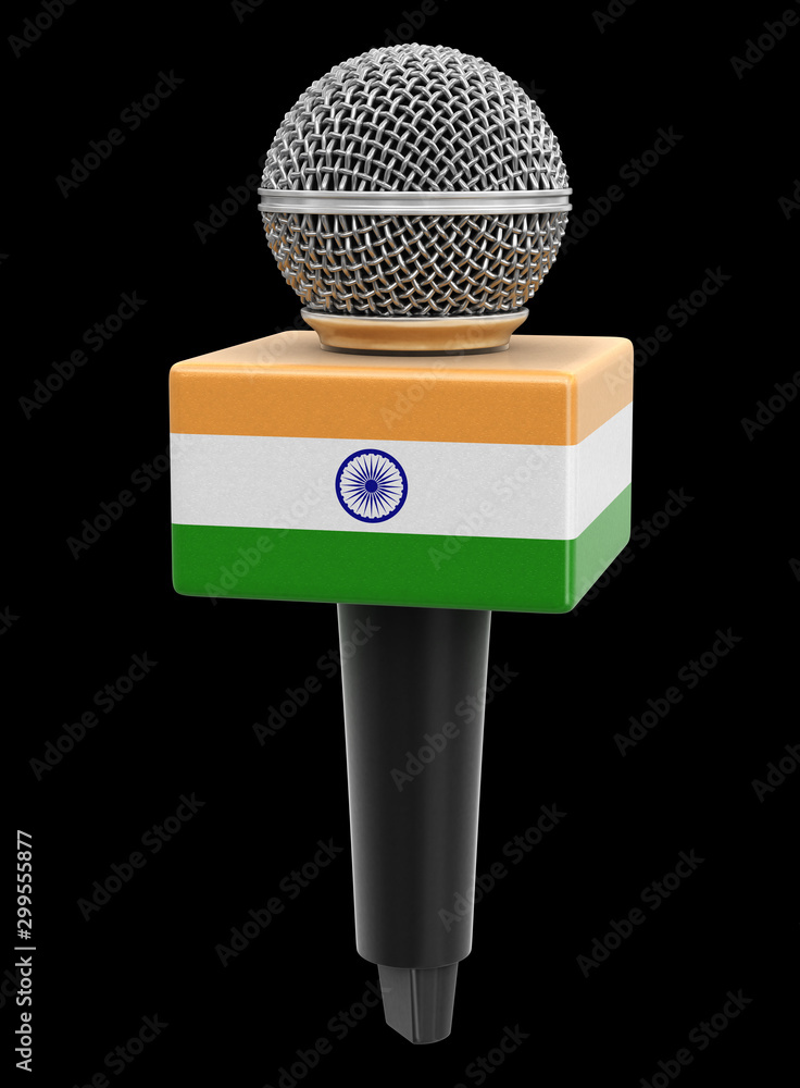 Poster microphone with indian flag. image with clipping path