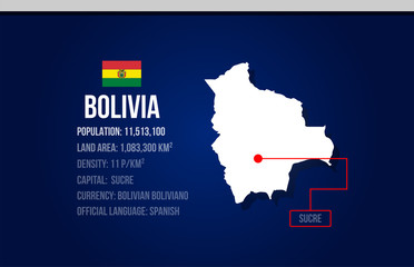 Bolivia country infographic with flag and map creative design