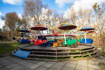 Old Abandoned Retro Carousel in a Park